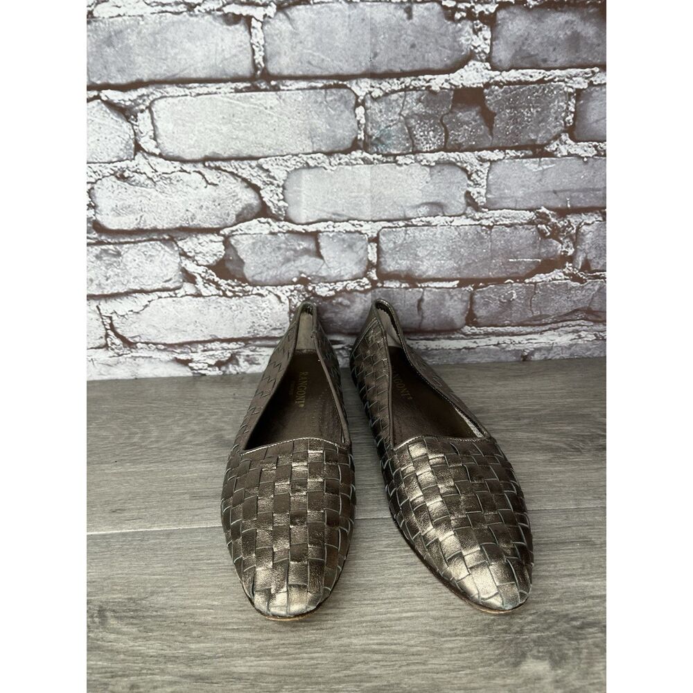 Rangoni Firenze Pewter Silver Leather Woven Weaves Flats Women Sz 8.5AA US/39EU